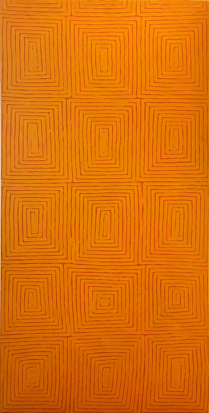 George (Hairbrush) Tjungurrayi (c1943-) Large Original Aboriginal Painting 'Tingari' 175cm x 82cm