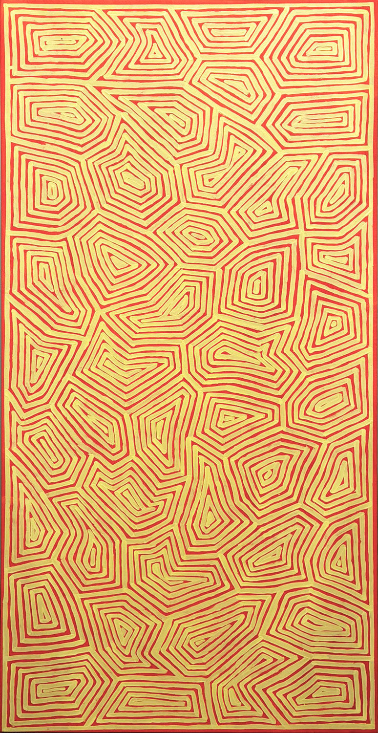 George (Hairbrush) Tjungurrayi (c1943-) Large Original Aboriginal Painting 'Tingari' 174cm x 87cm