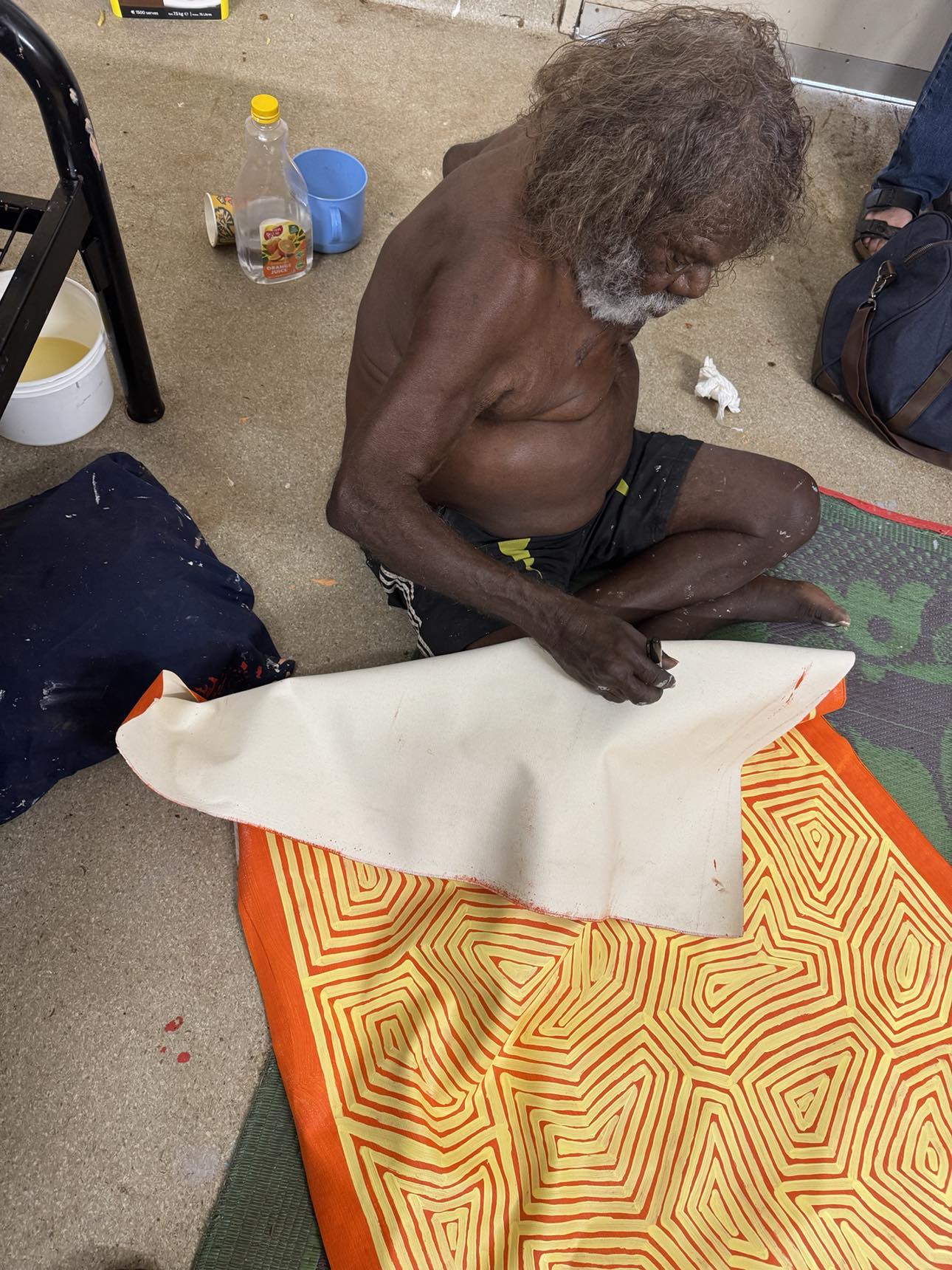 George (Hairbrush) Tjungurrayi (c1943-) Large Original Aboriginal Painting 'Tingari' 174cm x 87cm