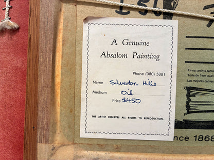 Jack Absalom (1927-2019) Original Oil Painting on Board 'Silverton Hills' 19.5cm x 39.5cm