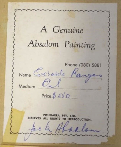Jack Absalom (1927-2019) Original Oil Painting 'Everard Ranges' 24cm x 37cm