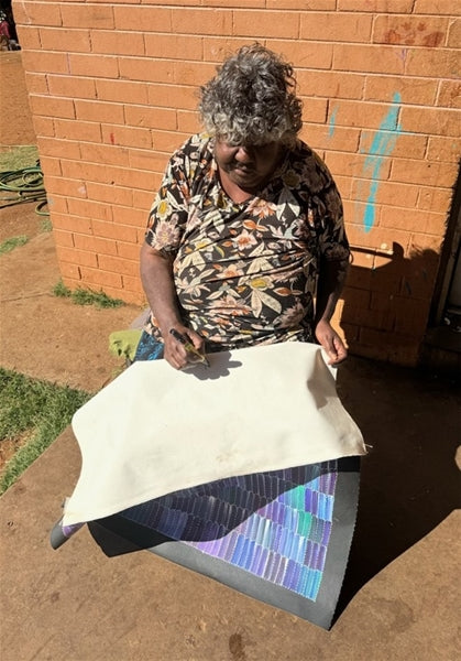 Jeannie Mills Pwerle (1965 - ) Original Aboriginal Painting on Canvas 'Bush Yam' 94.5cm x 71.5cm