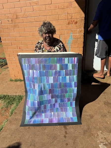 Jeannie Mills Pwerle (1965 - ) Original Aboriginal Painting on Canvas 'Bush Yam' 94.5cm x 71.5cm