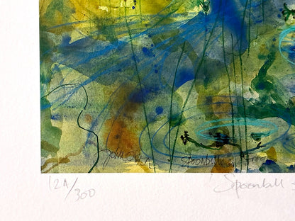 John Olsen, (1928-2023) Limited Edition Giclee Print Titled 'Spoonbill and Frogs' 46cm x 42.7cm
