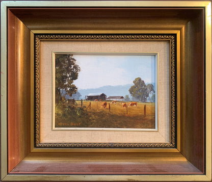 Kevin Best (1932-2012) - Original Oil Painting  'Autumn Morning Near Tumut' 14.5cm x 19.5cm