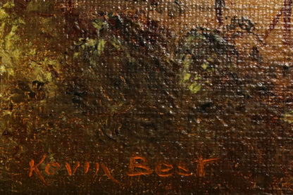 Kevin Best (1932-2012) - Original Oil Painting  'Autumn Morning Near Tumut' 14.5cm x 19.5cm