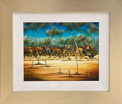 Max Mannix (b.1939) Large Original Oil Painting on Board 'Back In My Packhorse Droving Days' 29.5cm x 37cm