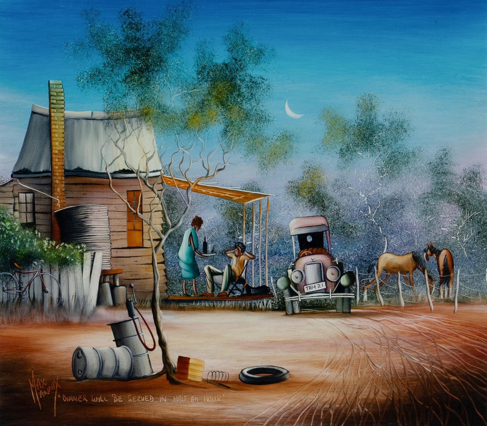 Max Mannix (b.1939). Extra large Original Oil Painting on Board 39cm x 44cm