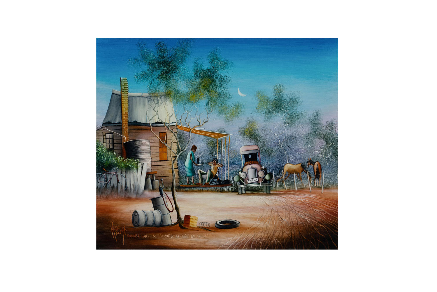Max Mannix (b.1939). Extra large Original Oil Painting on Board 39cm x 44cm