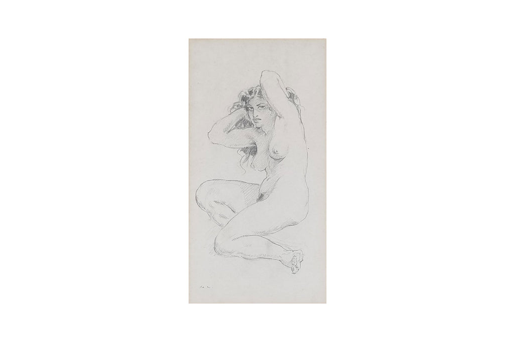 Norman Lindsay (1879-1969) Original Signed Pencil Drawing on Paper 'Angelina' 31.5cm x 16cm