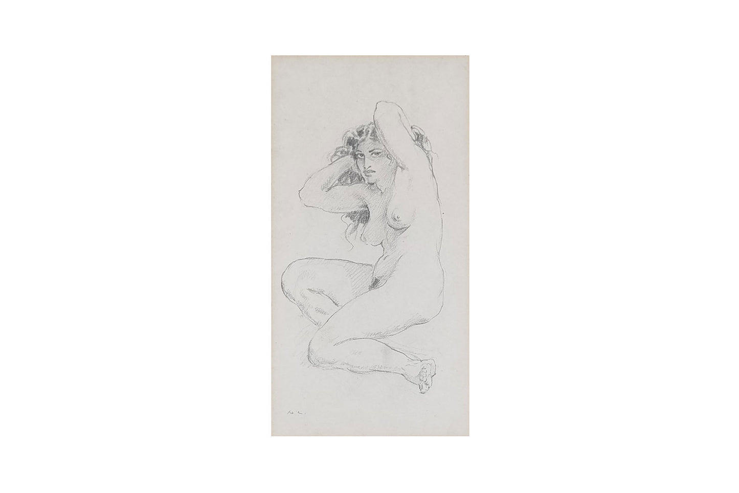 Norman Lindsay (1879-1969) Original Signed Pencil Drawing on Paper 'Angelina' 31.5cm x 16cm