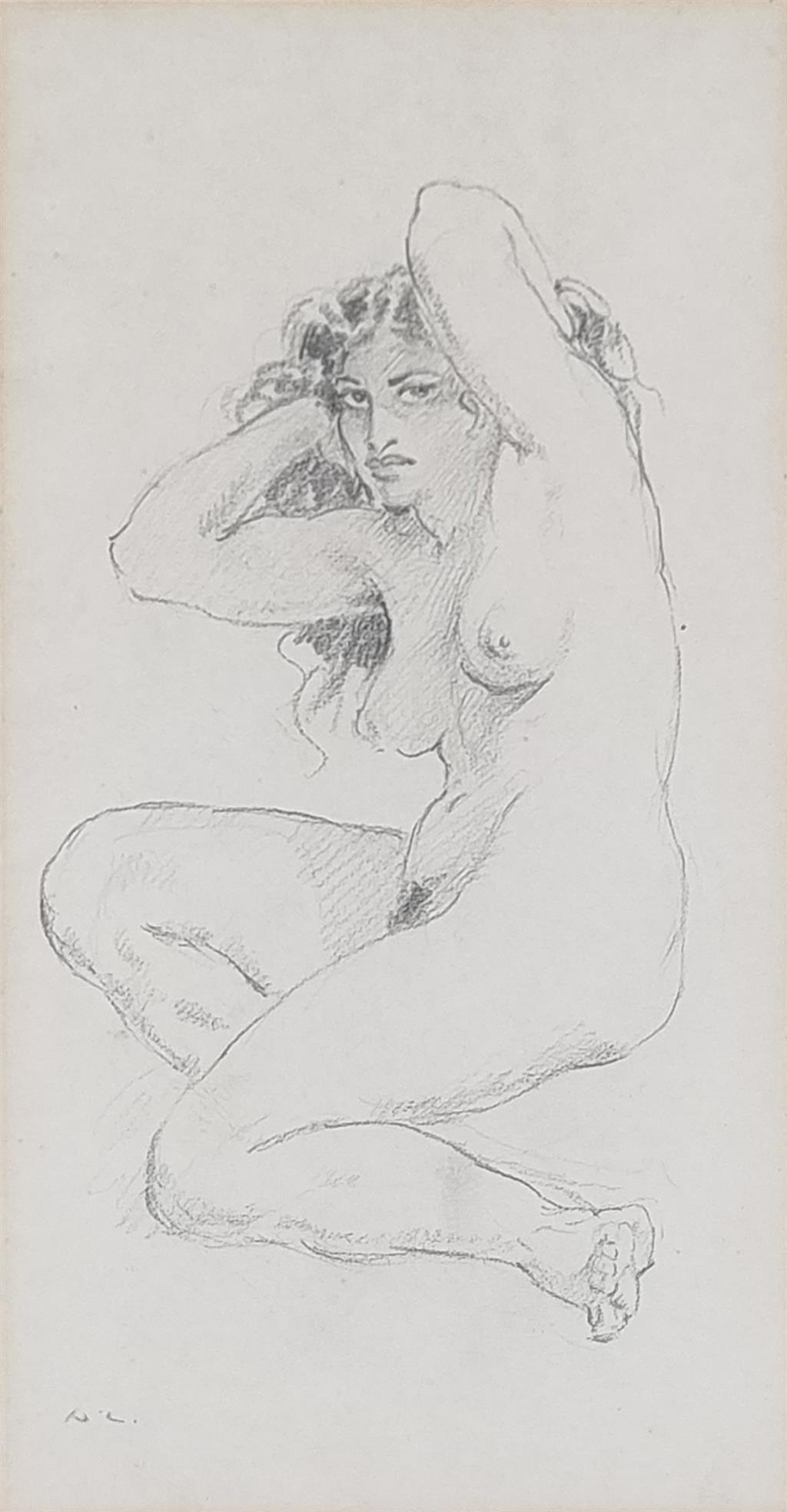 Norman Lindsay (1879-1969) Original Signed Pencil Drawing on Paper 'Angelina' 31.5cm x 16cm