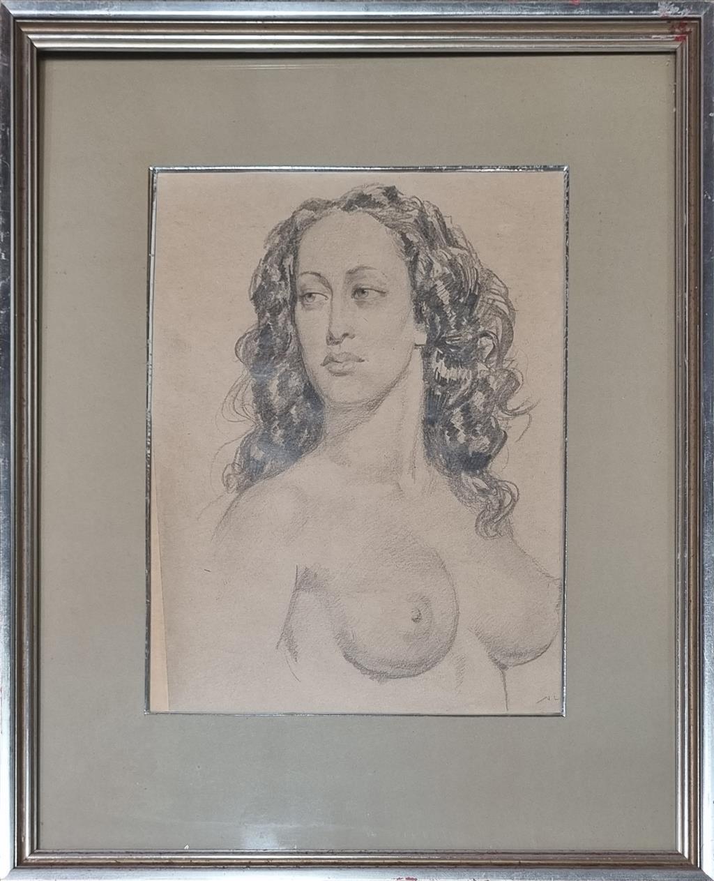 Norman Lindsay (1879-1969) Large Original Signed Pencil Drawing 'Rita Lee' 44cm x 34cm