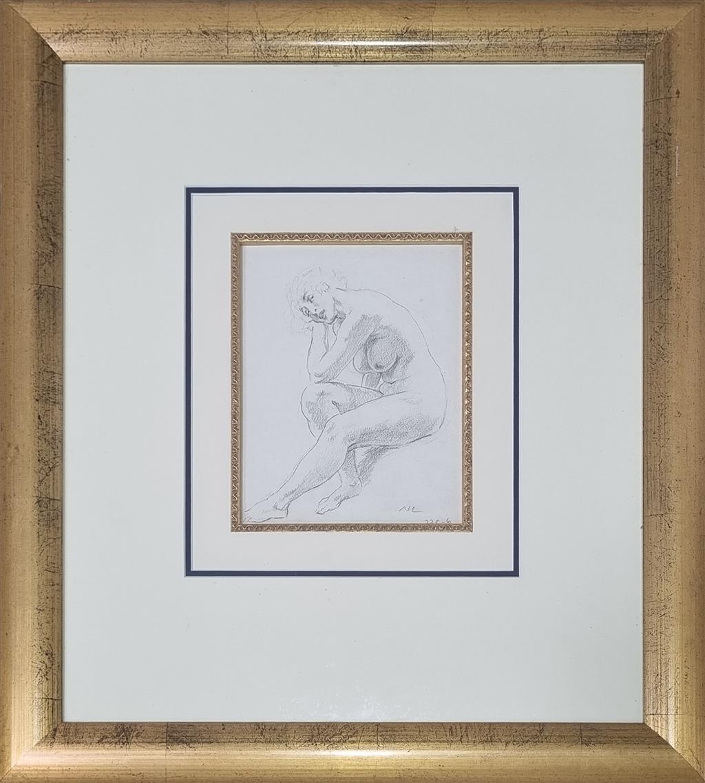 Norman Lindsay (1879-1969) Original Signed Pencil Drawing on Paper 'Repose' 19.5cm x 15cm