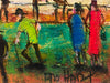 Pro Hart (1928-2006) - Large Original Oil Painting On Board 'Before the Race' 21cm x 29cm