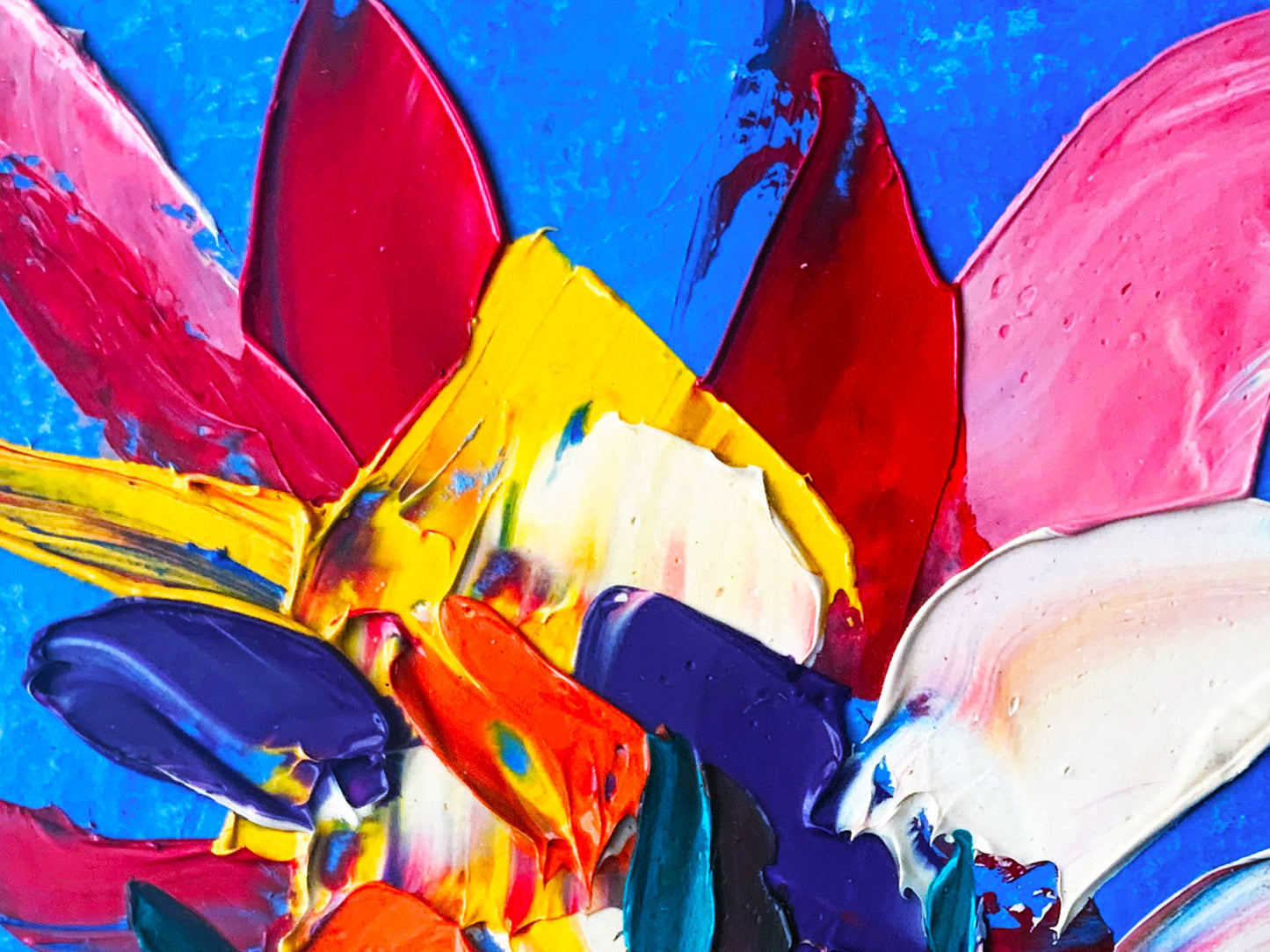 Pro Hart (1928-2006) Original Oil Painting On Board 'Flowers' 13cm x 12cm