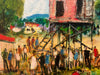 Pro Hart (1928-2006) - Large Original Oil Painting On Board 'Before the Race' 21cm x 29cm
