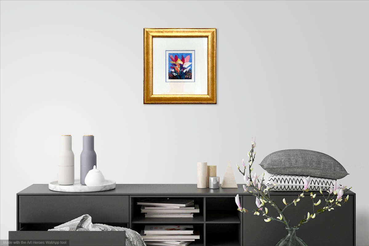 Pro Hart (1928-2006) Original Oil Painting On Board 'Flowers' 13cm x 12cm