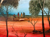 Pro Hart (1928-2006) - Large Original Oil Painting 'Figures in a Landscape' 44cm x 30cm