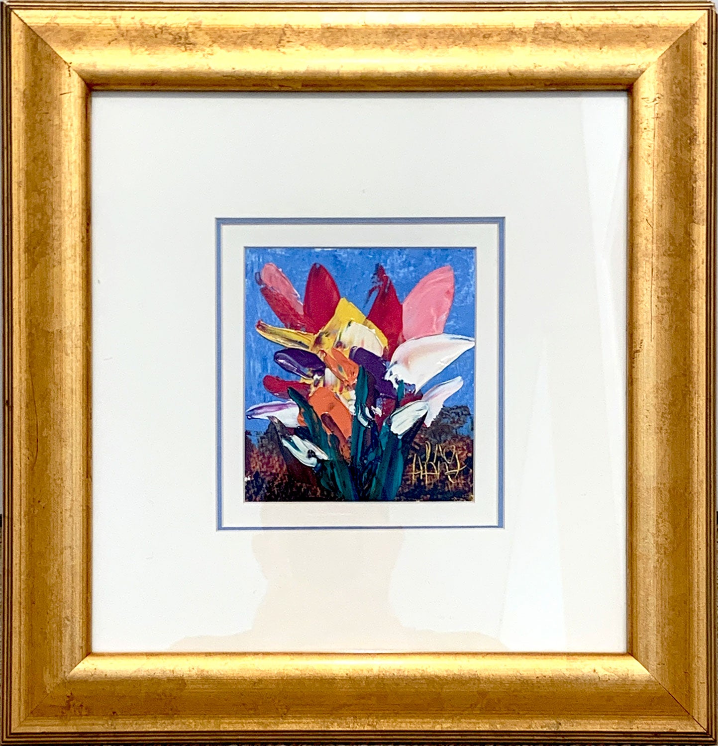 Pro Hart (1928-2006) Original Oil Painting On Board 'Flowers' 13cm x 12cm