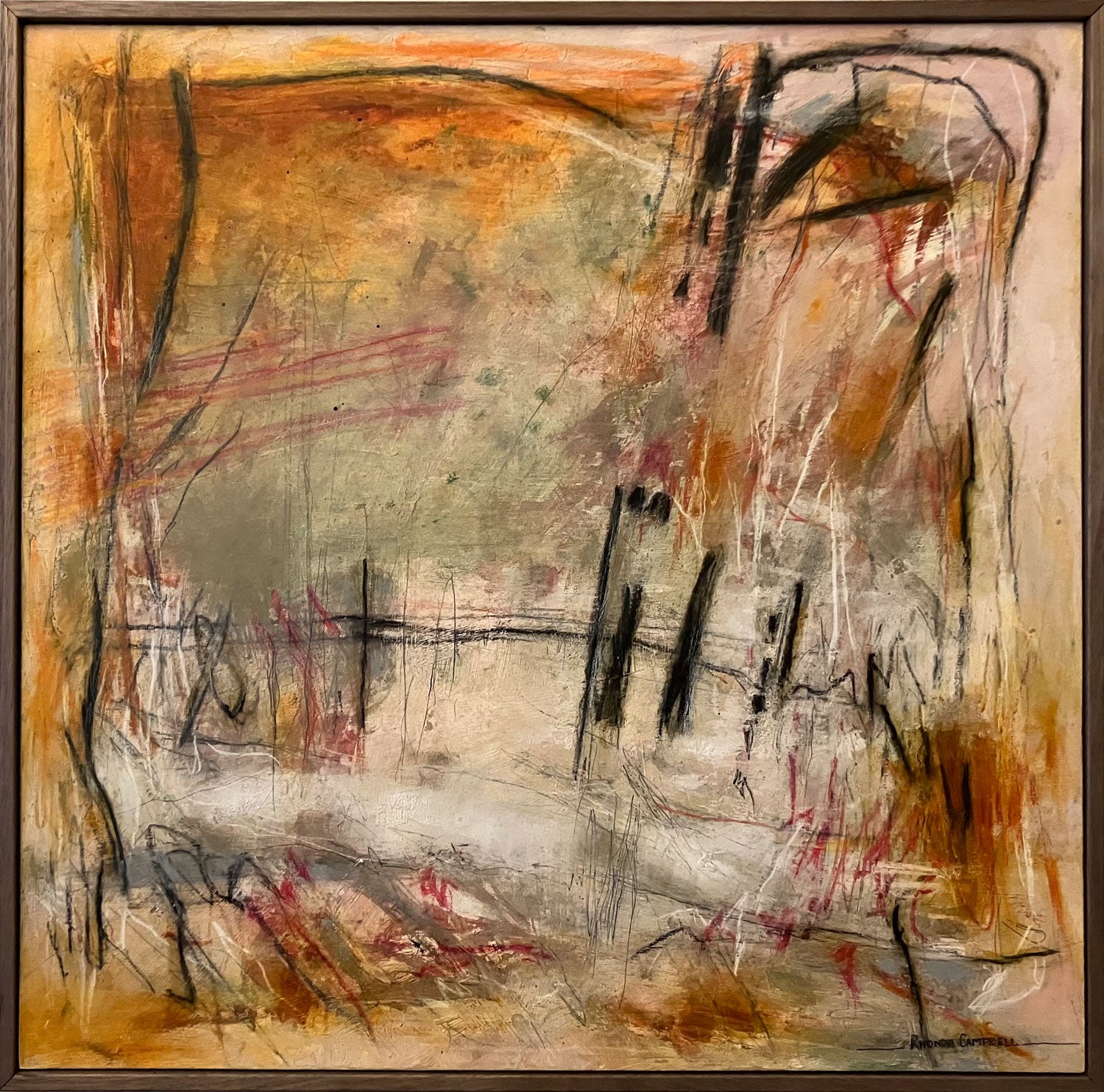 Rhonda Campbell Original Mixed Media Painting on Board, 60cm x 60cm