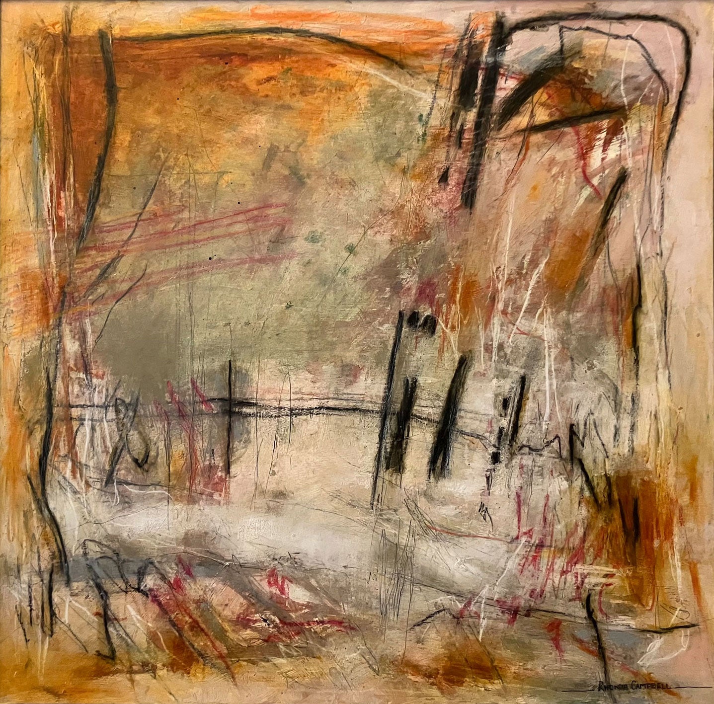 Rhonda Campbell Original Mixed Media Painting on Board, 60cm x 60cm