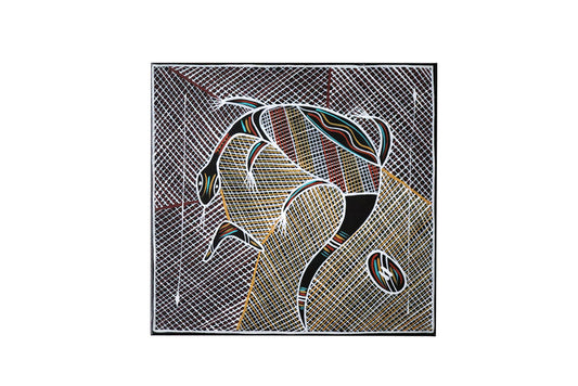 Reg Pengarte (b.1966) Original Aboriginal Artwork "Bush Tucker Goanna' 48cm x 50.5cm