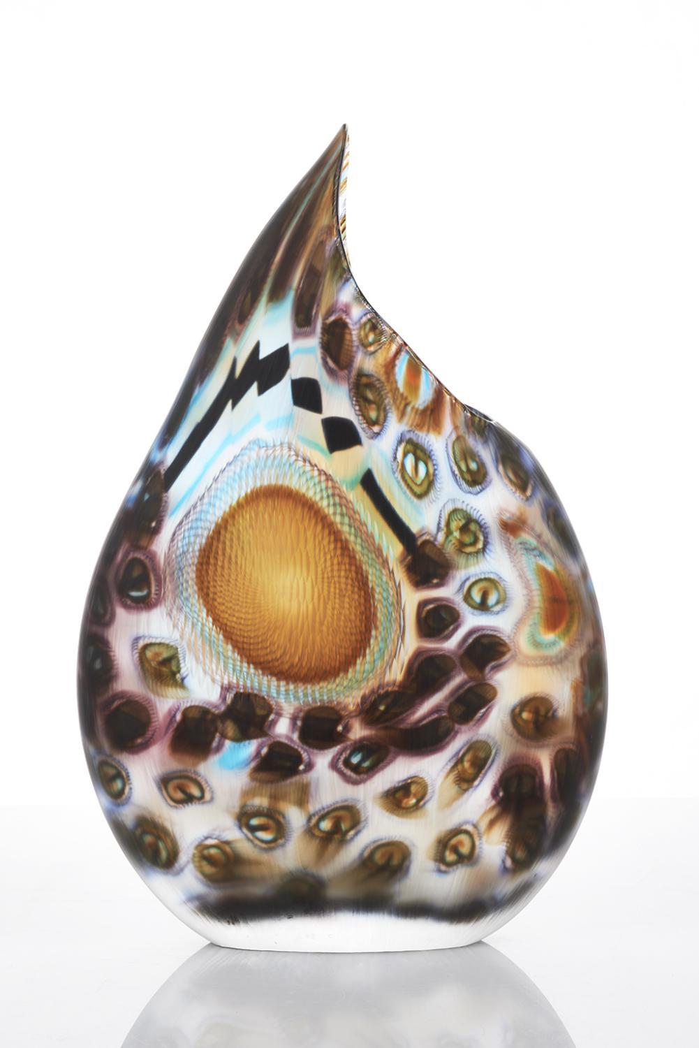 Afro Celotto (Italian, b. 1963) Murano, Italy Battuto Coppia Fissa Glass Vase