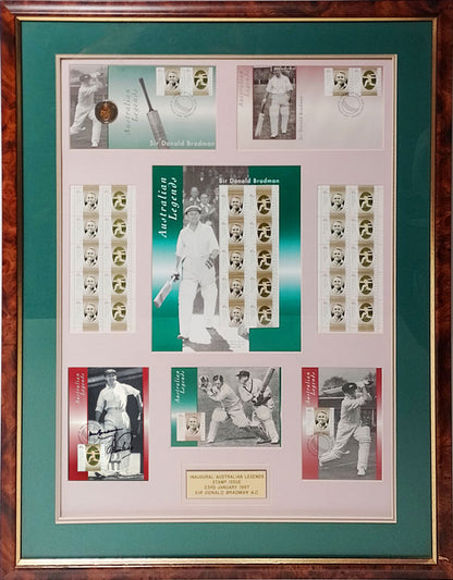 Don Bradman and Shane Warne Hand Signed Legends Card and Stamp Issue 1997