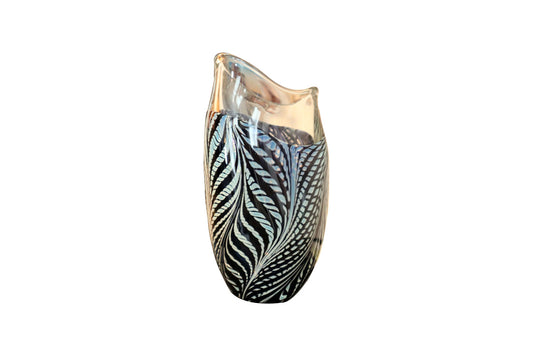 David Lotton (USA) - Signed Original Glass Vase with Fern Decoration - 25.5cm