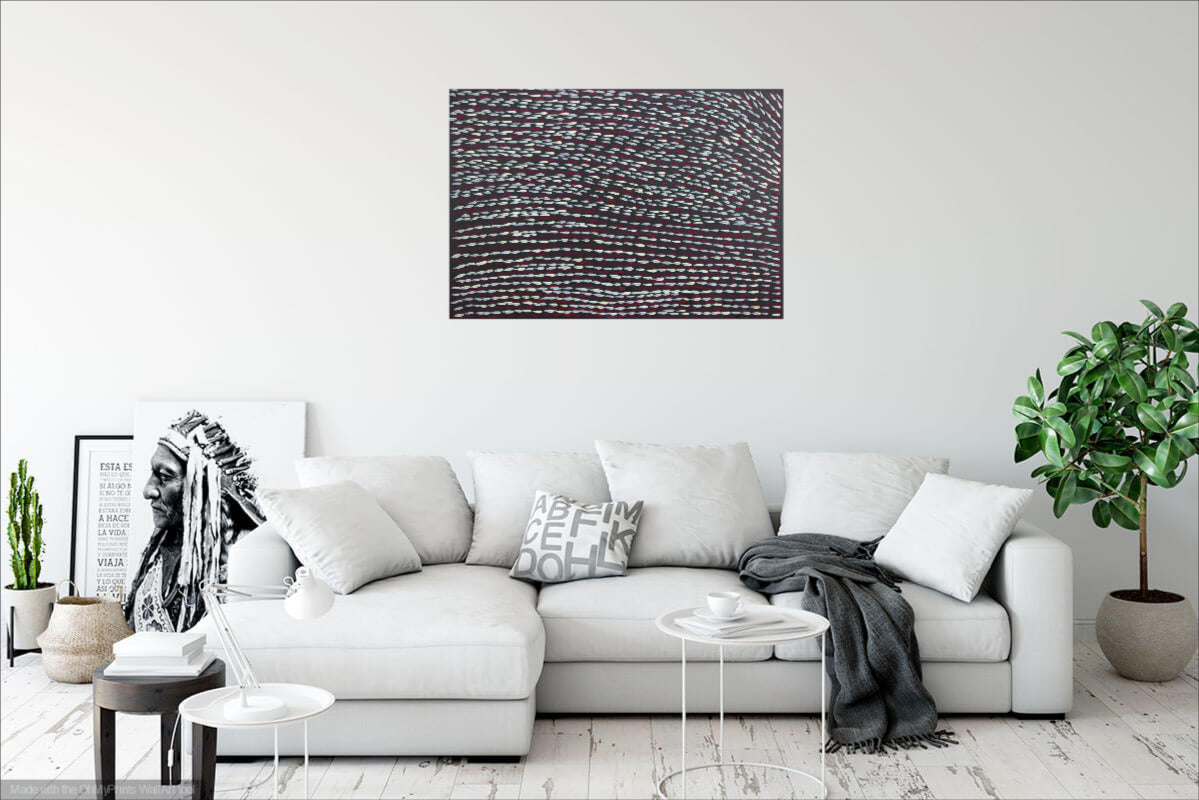 Gloria Tamerre Petyarre - Original Aboriginal Painting - 'Bush Medicine Leaves' 89cm x 62cm Stretched