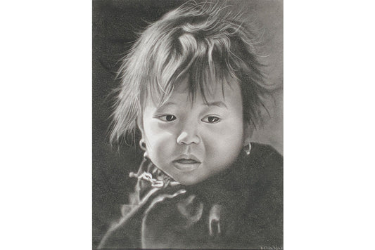 Joanne Morris (1974 - ) Hill Tribal Child Charcoal on Paper
