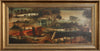 Pro Hart (1928-2006) - Very Large Original Oil Painting On Board 'Mining Scene' 29.5cm x 69cm