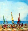 Pro Hart (1928-2006) - Original Oil Painting On Board 'Beach Scene' - 20cm x 18cm