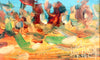 Pro Hart (1928-2006) - Original Oil Painting On Board 'Beach Scene' - 20cm x 18cm