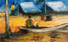 Pro Hart (1928-2006) - Original Oil Painting On Board 'Favourite Camping Spot' - 19.5cm x 19.5cm