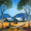 Pro Hart (1928-2006) - Original Oil Painting On Board 'Favourite Camping Spot' - 19.5cm x 19.5cm