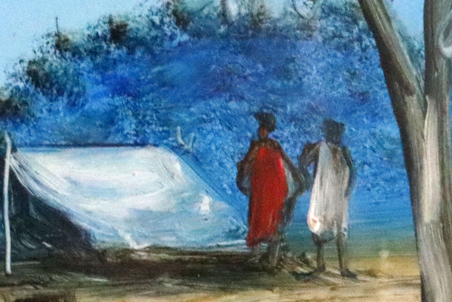 Pro Hart (1928-2006) - Original Oil Painting On Board 'Favourite Camping Spot' - 19.5cm x 19.5cm