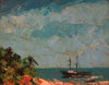 Pro Hart (1928-2006) - Large Original Oil Painting On Board 'Gulnare, Port Darwin' - 33cm x 25cm